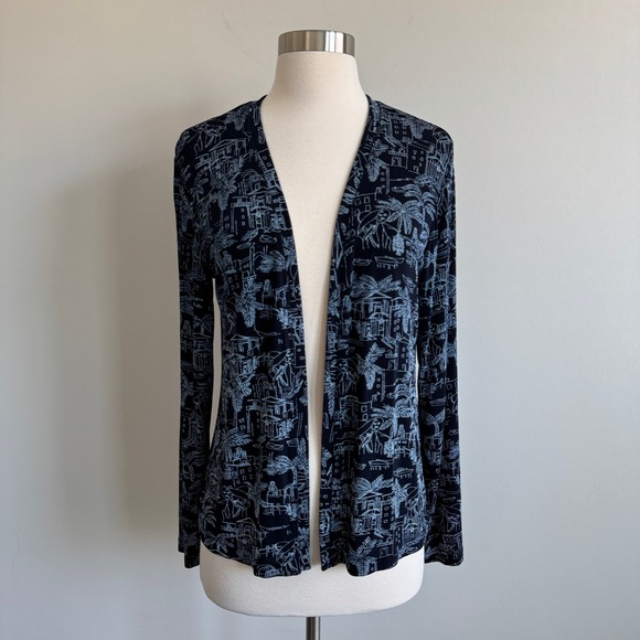 Additions by Chico's Sweaters - Additions by Chico's Open Cardigan Blue Coastal Resort Print Chico's Size 0 S